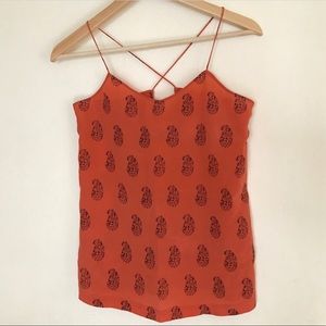 Madewell silk orange & paisley trip cami top